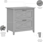 Bush Furniture Key West 2 Drawer Lateral File Cabinet in Cape Cod Gray | Document Storage for Home Office | Accent Chest with Drawers