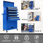 13-Drawer Tool Chest with Wheels,2 in 1 Detachable Rolling Tool Chests with Drawers,Large Tool Box with Lock,Mobile Steel Tool Cabinet Storage for Warehouse,Garage-Blue