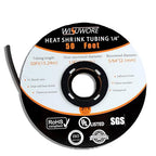 3:1 Heat Shrink Tubing with Adhesive Lining - UL & RoHS Certified, 1/4 Inch, 50 Feet Roll, Eco-Friendly, Flame Retardant, Industrial Grade for Cable Wire Protection - Black