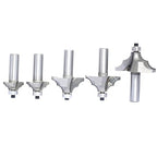 5Pcs Bearing Guided Bead Ovolo Bit Set,1/2" Shank Double Ribbed Ovolo Bits with Twin Arc,Rounding Over Radius 1/8”,5/32",9/32",5/16" and 3/8" for Wood Edging,Profiling,Molding