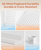 Pegboard Wall Organizer Combination Kit,Overall 33.1"x20.5" Metal Office Pegboard with 19 Accessories, Wall Mounted Peg board Display Panels for Home, Gaming Room, Garage (2Pcs,White)