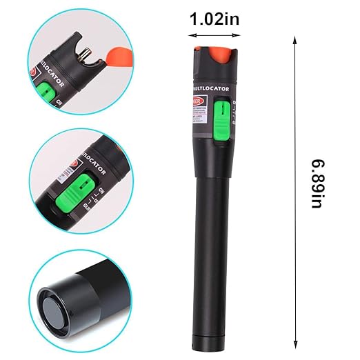Visual Fault Locator 50KM Fiber Optic Cable Tester Meter Red Light VFL with 2.5mm Universal Connector for FC/SC/ST Adapter Pen for CATV Telecommunications Engineering Maintenance
