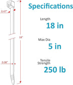 Large Zip Ties 18 inch (250 Pack), Actual 20 inch, Long Zip Ties Heavy Duty with 250 lb Tensile Strength, Big Cable Ties, Black, by ANOSON