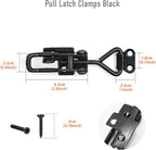 2 Pack Adjustable Black Toggle Clamp Latch(4002) Heavy Duty 550 lbs Capacity Toggle Latch & Quick Release Metal Pull Latches, Easy to Install for Lid Box Case Door Smoker(come with 10pcs 0.78" Screws)