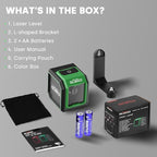 Green Laser Level with Self-leveling& Manual Mode Horizontal and Vertical Lazer Level with 360°Magnetic Bracket, 2xAA Batteries for Construction Home Decoration DIY etc.