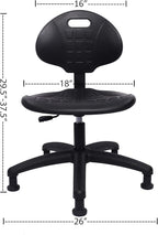 Chair Master Table Height Chair/Stool-Easy to Clean! Deluxe Ergonomic Polyurethane Chair. 5" of Height Adj (15.5"-20.5") 450 lb Capacity. Automotive, Lab, Garage, Home, Office (Glides, Black)