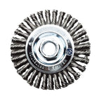 Benchmark Abrasives 4" x 3/16" Stringer Bead Wire Wheel with 5/8"-11 Thread, for Weld Cleaning, Weld Spatter Removal, Stripping, Deburring, Use with Angle Grinders - (4" x 3/16", Carbon)