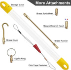 19' Fiberglass Running Electrical Wire Cable Pulling Fish Tape Kit with 5 Different Attachments and Fastener in a Carrying Case