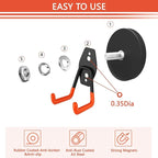 Heavy Duty Magnetic Garage Hook,4 Pack Strong Large Magnet Hooks for Power Drill,Garden Tools,Hose,Pegboard,Garage, Workshop,Magnetic Storage Hooks for Indoor Outdoor Hanging(Orange)