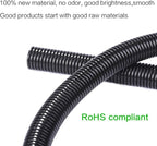 Alex Tech 10ft-1/4" 10ft-3/8" 10ft-1/2" Split Wire Loom Tubing - Black