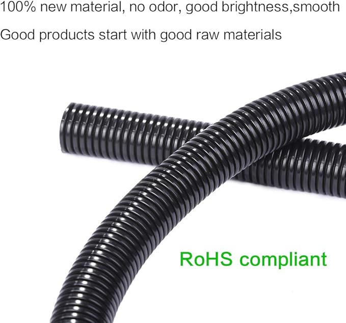 Alex Tech 10ft-1/4" 10ft-3/8" 10ft-1/2" Split Wire Loom Tubing - Black