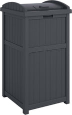 Suncast 2 Pack Trash Hideaway Refuse Container, Stylish Resin Outdoor Garbage Bin with Latching Lid, 30 to 33 Gallon Capacity, Cyberspace