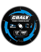 CRALY 12 Inch 100 Teeth Ultra Fine Finish Wood Cutting Circular Saw Blade, 1 Inch Arbor, Carbide Tipped, Thin Kerf, Black Ice Coating, for Wood Cutting Table Saw, Miter Saw(C12100FF)