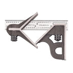 Starrett Steel Combination Square with Square Head and Center Head - 4" Blade Length, Cast Iron Heads, Hardened Steel, Reversible Lock Bolt, 4R Graduation Type - C11HC-4-4R