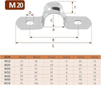 50 Pack 1-9/16 Inch 40mm U Bracket Rigid Pipe Strap Clamp, Two Hole Strap U Tube Pipe Conduit Clamp Clip for Pipe Fixing