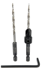 FTG USA Adjustable Wood Countersink Drill Bit #6 (9/64") with 1 Tapered Drill Bit for Woodworking