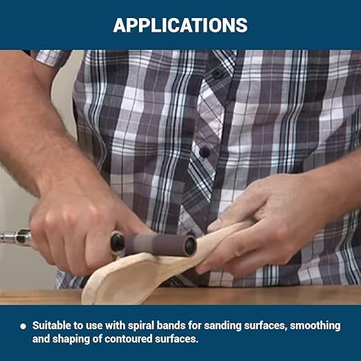 Benchmark Abrasives 1/2" x 1/2" Rubber Expanding Drum Sander with 1/4" Mandrel, Spiral Bands Rotary Sander Attachment for Drill & Die Grinder, Metal Polishing Sanding - Sanders for Woodworking
