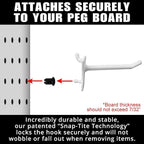 PegPro® 2" Hooks Kit for Standard “Wood Fiber” pegboard – Durable Plastic Pegboard Hooks - for Garage, Kitchen, Craft Room, and More (2" Hook - 24 Pack, White)