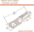 10pcs 4 AWG-5/16(M8) Tinned Copper Ring Terminals Battery Lugs, Heavy Duty Wire Lugs, Battery Cable Connectors