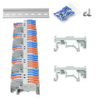 5Pcs Lever Wire Connectors, 2 in 6 Out, Push-in, 4-2.5 mm² Quick Wiring DIN Terminal Blocks, 40Pcs Wire Ferrules Terminals & 6.89 Inch DIN Rail Included
