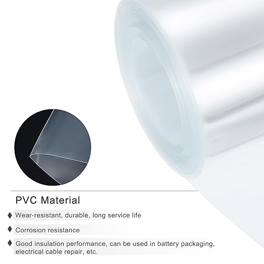 MECCANIXITY Battery Wrap PVC Heat Shrink Tubing 38mm Dia 60mm Flat 33 Feet(10meters) Clear Good Insulation for Battery Pack