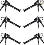 AWF PRO Heavy Duty Caulk Gun, 18:1 Thrust Ratio, Steel Frame Construction, Rotating Barrel, Ladder Hook, Puncture Tool & Dripless Pressure Release Tab (Pack of 6, 10 oz Caulking Gun)