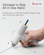 HOTO Cordless Hot Glue Gun, 30s Fast Preheating, Dual Anti-Scald & Anti-Drip Nozzle, Smart Power-Off, 2000mAh USB-C Rechargeable, 10 Mini Glue Sticks for Crafts, DIY Arts, Home Repairs