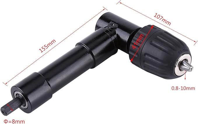 Right Angle Drill 90 Degrees Drilling Extension Chuck 8mm Shaft Electric Drill Extension Tool for Tight Corner Workspace