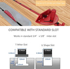 Table Saw Miter Gauge, Works w/Table Saws, Router Table, Band Saw (Red)