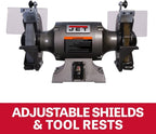 JET 8-Inch Bench Grinder with Wire Wheel, 3450 RPM, 1 HP, 115V 1Ph (Model JBG-8W)