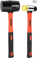 2-Pack Rubber Mallet Hammer Set, 16oz & 35mm Tool for Flooring, Tent Stakes, Woodworking, Camping, Crafts, Jewelry Wood