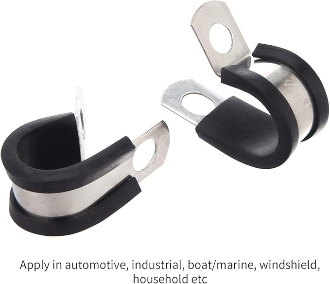 24pcs Wire Clamps Stainless Steel 304 Cable Clamps Rubber Cushion, Pipe Clamp for wiring, lines, hoses and cables (3/4 Inch)