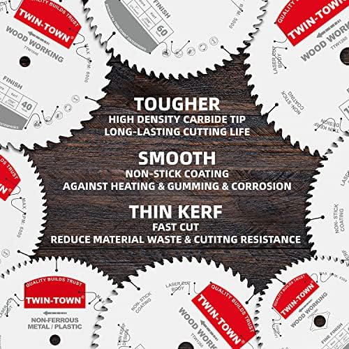 TWIN-TOWN 12-Inch 40-Tooth ATB Fine Finish Wood Cutting Circular Saw Blade, 1 Inch Arbor, Compatible with Table and Miter Saws, Premium Quality Woodworking Saw Blade