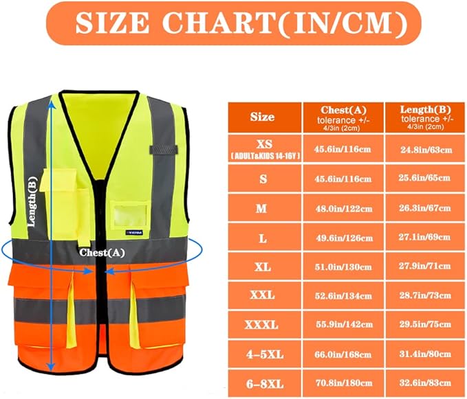 A-SAFETY construction vest women orange and yellow