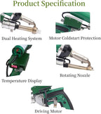 1600W Hand Extrusion Welder Gun Plastic Handheld Extruder Welding Gun Dual Heating System PP HDPE LDPE Pipe Welding Machine (110V Extruder)