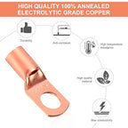 Copper Wire Lugs,Terminal Connectors,Used on AWG12 10 8 6 4 2 Cable,Heat Shrink Set,Bare Copper Eyelets,Ring Terminals Connectors,80Pcs Battery Cable Lugs Ends and 80Pcs Heat Shrink Tubing (160PCS)