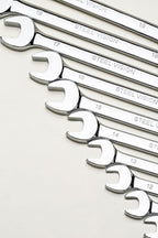 Steel Vision Tools 10 pc Metric Combination Wrench Set (10, 11, 12, 13, 14, 15, 16, 17, 18 & 19 mm) - Precision 12-Point Box End, Open-End Design, Full Polished Chromium-Vanadium Finish