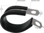 1.25" Cable Clamp Stainless Steel Rubber Cushioned Insulated Metal Clamp, Tube Holder for Tube, Pipe or Wire Cord Installation (12 Pack)