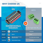 6 Sets Terminal Blocks, 6Pcs 8/10/12 Positions 600V 15A Dual Row Screw Terminal Strip Block + 6Pcs Pre-Insulated Terminals Barrier Strip + 60Pcs Insulated Fork Wire Connector…