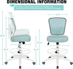Drafting Chair Adjustable Height Tall Office Chairs Standing Desk Chair Rolling Stool Chair Armless Office Drafting Chair Blue