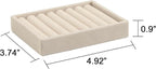 Frebeauty Small Jewelry Tray Set,Velvet Ring Organizer,Stackable Jewelry Organizer Tray,Mini Jewelry Drawer Organizer,4.92 x 3.74 x 0.9 Inches,7 Slots Ring Tray for Women(Set 2,Beige)