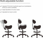Grace&Grace Ergonomic Rolling Saddle Stool Chair with Wheels Adjustable Swivel Stool with Back and Footrest Heavy Duty for Esthetician, Artist, Dental, Medical, Spa, Salon, Cutting, Home Office