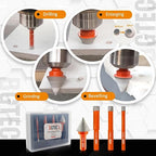 Dry Diamond Drill Bit Set - BGTEC 3pcs 3/8" 10mm Hole Saw and 1pc 4/5" Dimaond Chamfer bit for Granite Marble Porcelain Ceramic,Vacuum Brazed Diamond Core Drill Bit Kit