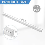 uxcell 10Pcs Square Steel Key Stock, 3/8" x 3/8" x 12" Cold-Drawn 45# Steel Bars Precision Key Stock for Gearbox Coupling, Silver Tone