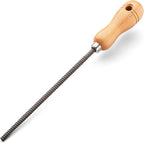 8” Round File Tool - High Quality Steel Round Metal File Woodworking Rasp with 4” Beech Wood Handle - Durable and Long-Lasting Wood Rasps for Woodworking to Shape Curved Surfaces by Kings County Tools