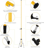 MOETER 15.7ft/4.8M Laser Pole Mount, Telescoping Laser Level Pole with Tripod, with Adjustable Bracket, 1/4"-20 & 5/8"-11 Thread Adapters for Rotary and Line Lasers