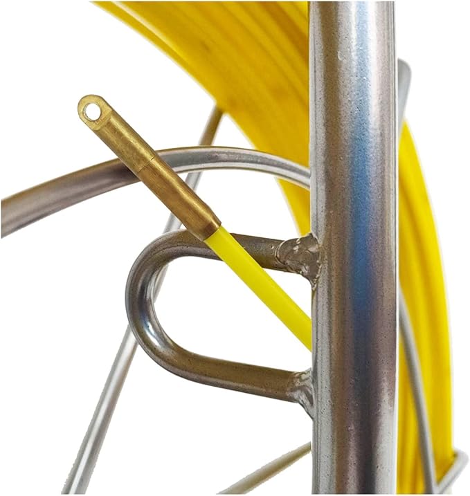 6MM 500FT Duct Rodder Fiberglass Fish Tape Cable Pulling Rodder Running Rod Reel Wire Cable Running Rod with Cage
