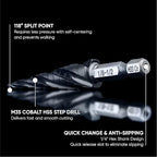 toolant Four Spiral Flute Cobalt Step Drill Bit(Pro), 1/8"-1/2" Impact Ready Unibit Step Drill Bit, 1/4" Hex Shank Unibit for Metal, Stainless Steel, Aluminum, Plastic