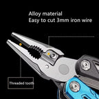 MALOM 18-in-1 Upgraded adjustable Hammer, Stainless Steel multitool Pliers with Replaceable Tungsten Wire Cutters, Bottle Opener, Nylon Sheath, Ideal for Camping, Survival, Hunting (Blue)