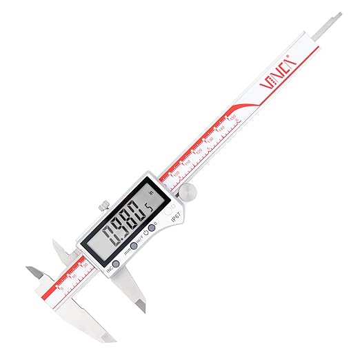 VINCA IP67 Grade Digital Caliper, DIPA-0605 0-6 Inch/150mm, Inch/Millimeter/Fraction Conversion, Stainless Steel, Large LCD Screen